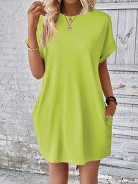 Thumbnail for Round Neck Short Sleeve Mini Dress