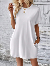 Thumbnail for Round Neck Short Sleeve Mini Dress