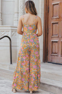 Thumbnail for Floral Spaghetti Strap Wide Leg Jumpsuit