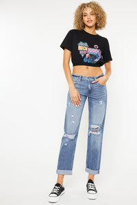 Thumbnail for Kancan Mid Rise Distressed Straight Jeans
