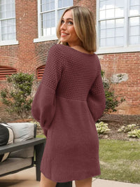 Thumbnail for Perfee Long Sleeve Sweater Mini Dress