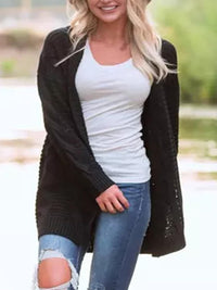 Thumbnail for Cable-Knit Open Front Long Sleeve Cardigan