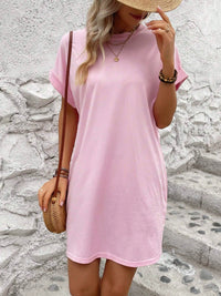 Thumbnail for Round Neck Short Sleeve Mini Dress