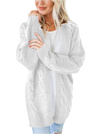 Thumbnail for Cable-Knit Open Front Long Sleeve Cardigan