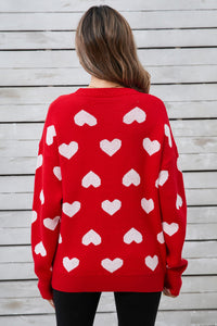 Thumbnail for Angel Wings Heart Round Neck Long Sleeve Sweater