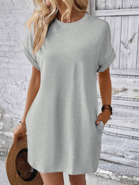 Thumbnail for Round Neck Short Sleeve Mini Dress