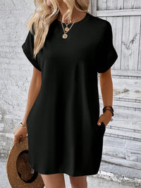 Thumbnail for Round Neck Short Sleeve Mini Dress