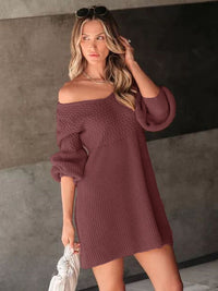 Thumbnail for Perfee Long Sleeve Sweater Mini Dress