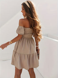 Thumbnail for Full Size Ruffled Off-Shoulder Short Sleeve Dress