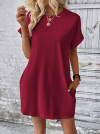Thumbnail for Round Neck Short Sleeve Mini Dress