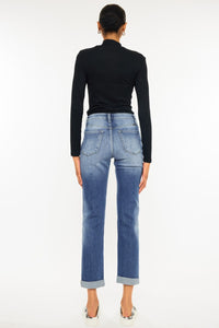 Thumbnail for Kancan High Waist Distressed Hem Detail Cropped Straight Jeans