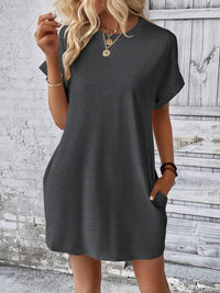 Thumbnail for Round Neck Short Sleeve Mini Dress