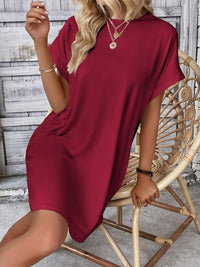 Thumbnail for Round Neck Short Sleeve Mini Dress
