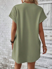 Thumbnail for Round Neck Short Sleeve Mini Dress