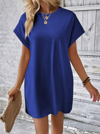 Thumbnail for Round Neck Short Sleeve Mini Dress