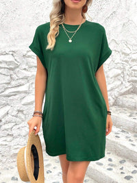 Thumbnail for Round Neck Short Sleeve Mini Dress