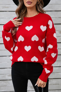 Thumbnail for Angel Wings Heart Round Neck Long Sleeve Sweater