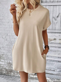 Thumbnail for Round Neck Short Sleeve Mini Dress