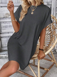 Thumbnail for Round Neck Short Sleeve Mini Dress