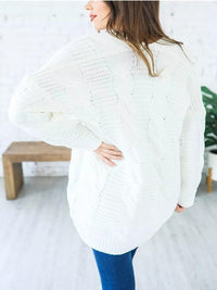 Thumbnail for Cable-Knit Open Front Long Sleeve Cardigan