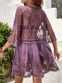 Thumbnail for Lace Detail Plunge Cover-Up Dress