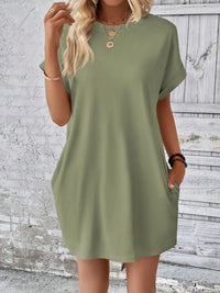 Thumbnail for Round Neck Short Sleeve Mini Dress