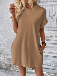 Thumbnail for Round Neck Short Sleeve Mini Dress