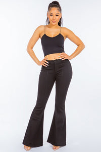Thumbnail for American Bazi High Waist Pull On Flare Jeans