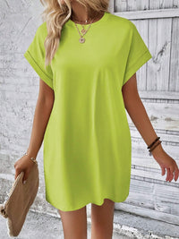 Thumbnail for Round Neck Short Sleeve Mini Dress