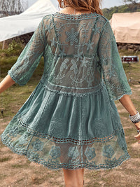 Thumbnail for Lace Detail Plunge Cover-Up Dress