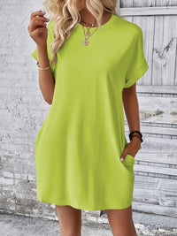 Thumbnail for Round Neck Short Sleeve Mini Dress