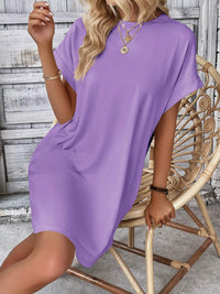 Thumbnail for Round Neck Short Sleeve Mini Dress