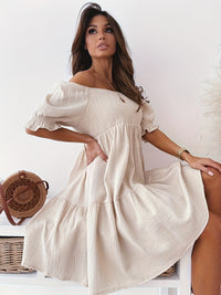 Thumbnail for Full Size Ruffled Off-Shoulder Short Sleeve Dress