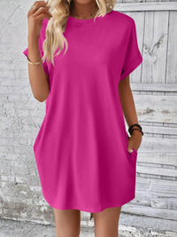 Thumbnail for Round Neck Short Sleeve Mini Dress