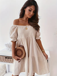 Thumbnail for Full Size Ruffled Off-Shoulder Short Sleeve Dress