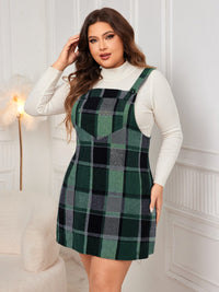 Thumbnail for Honey Plus Size Plaid Wide Strap Overall Dress