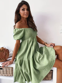 Thumbnail for Full Size Ruffled Off-Shoulder Short Sleeve Dress