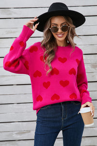 Thumbnail for Angel Wings Heart Round Neck Long Sleeve Sweater