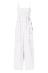 Thumbnail for Smocked Spaghetti Strap Wide Leg Jumpsuit