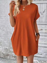 Thumbnail for Round Neck Short Sleeve Mini Dress