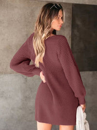 Thumbnail for Perfee Long Sleeve Sweater Mini Dress
