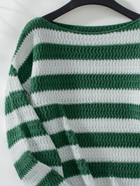 Thumbnail for Striped Dropped Shoulder Long Sleeve Sweater