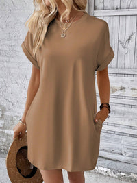 Thumbnail for Round Neck Short Sleeve Mini Dress