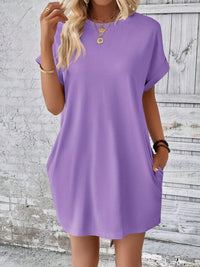 Thumbnail for Round Neck Short Sleeve Mini Dress
