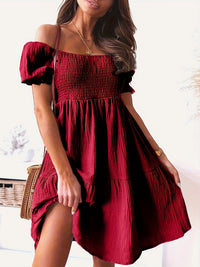 Thumbnail for Full Size Ruffled Off-Shoulder Short Sleeve Dress