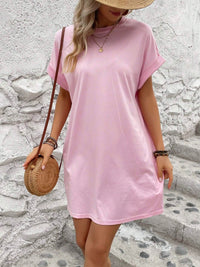 Thumbnail for Round Neck Short Sleeve Mini Dress