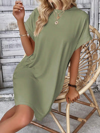 Thumbnail for Round Neck Short Sleeve Mini Dress