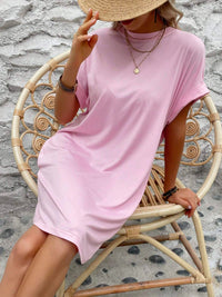 Thumbnail for Round Neck Short Sleeve Mini Dress