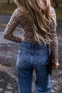 Thumbnail for Animal Print Scoop Neck Long Sleeve Bodysuit