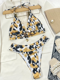 Thumbnail for Animal Print Halter Neck Bikini